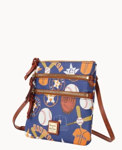 Dooney & Bourke Game Day Ready|Printed Fabric<MLB N S Triple Zip Crossbody Astros