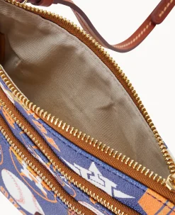 Dooney & Bourke Game Day Ready|Printed Fabric<MLB N S Triple Zip Crossbody Astros