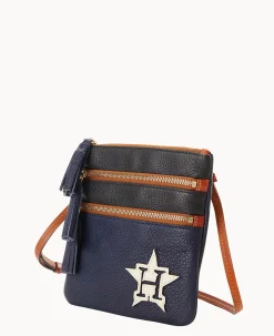 Dooney & Bourke Game Day Ready|Printed Fabric<MLB Triple Zip Crossbody Astros
