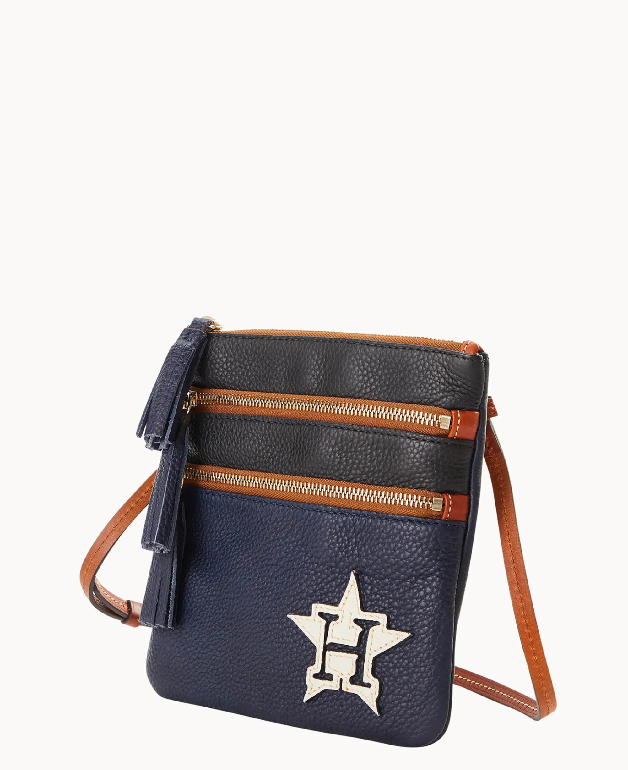 Dooney & Bourke Game Day Ready|Printed Fabric<MLB Triple Zip Crossbody Astros