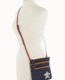 Dooney & Bourke Game Day Ready|Printed Fabric<MLB Triple Zip Crossbody Astros