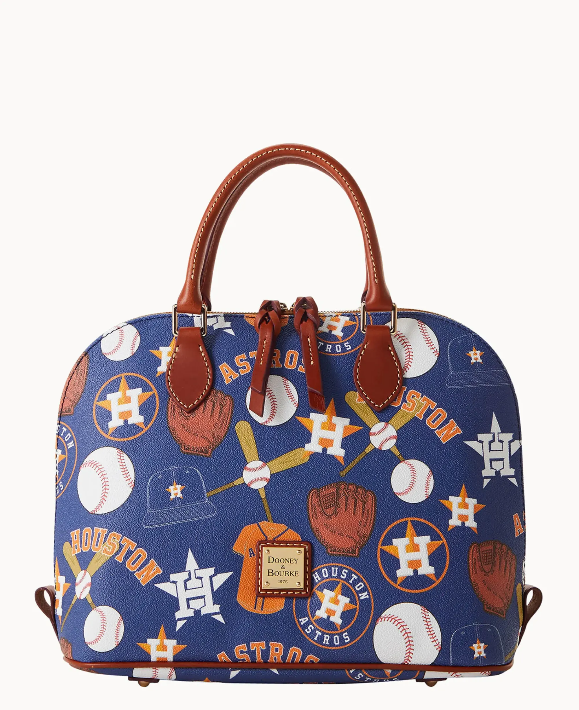 Dooney & Bourke Game Day Ready|Printed Fabric<MLB Zip Zip Satchel Astros