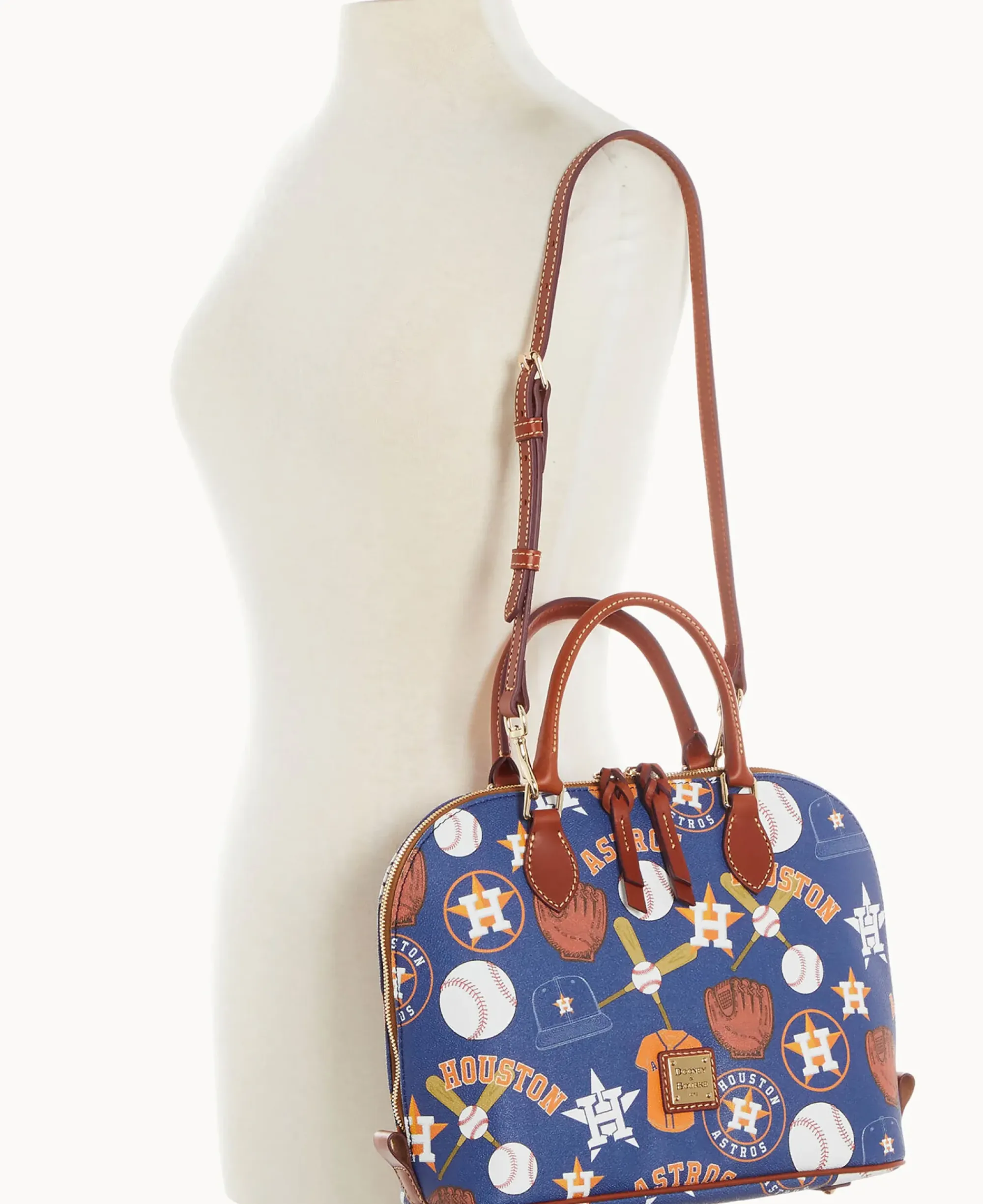 Dooney & Bourke Game Day Ready|Printed Fabric<MLB Zip Zip Satchel Astros