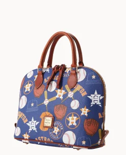 Dooney & Bourke Game Day Ready|Printed Fabric<MLB Zip Zip Satchel Astros