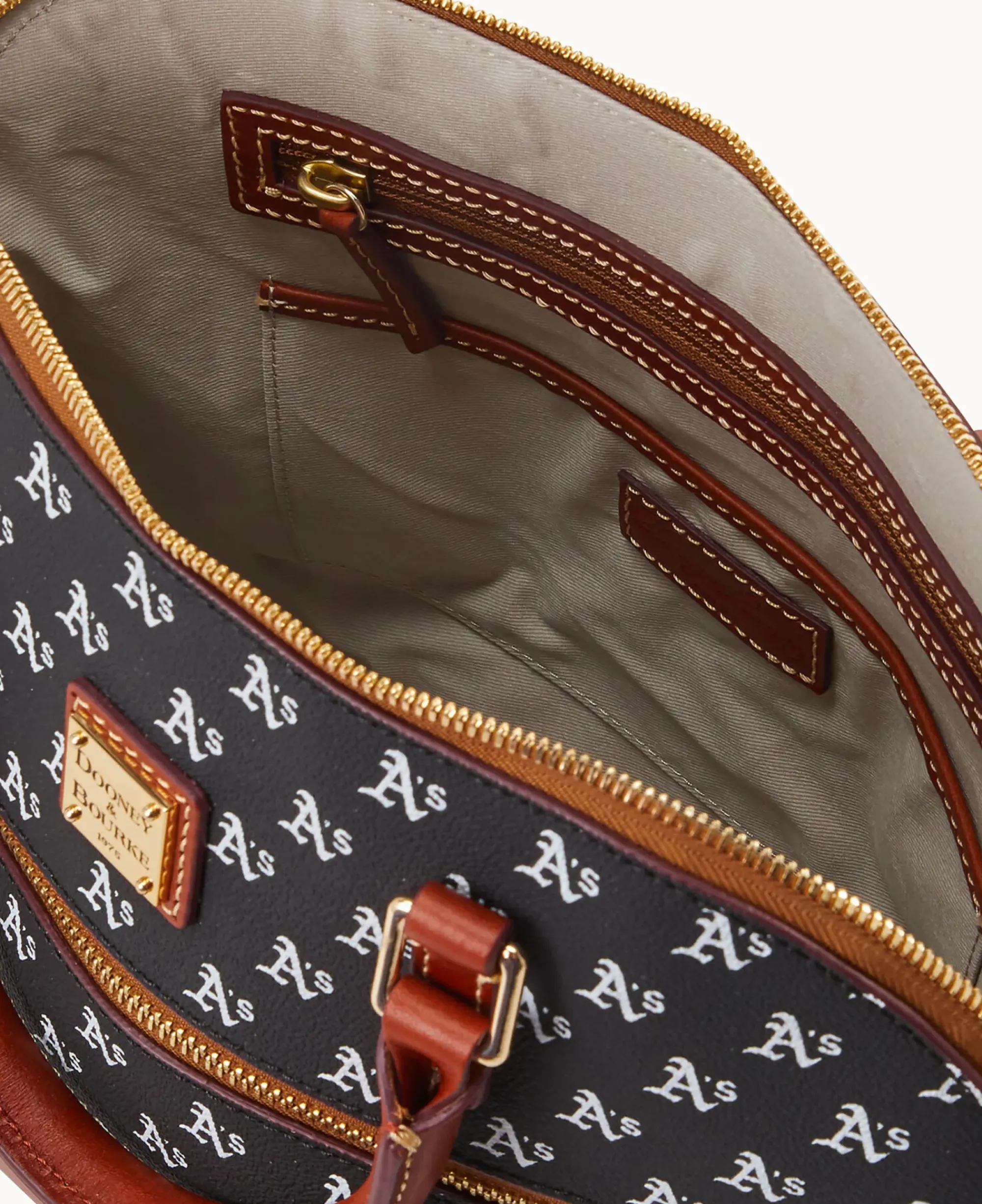 Dooney & Bourke Game Day Ready|Printed Fabric<MLB Domed Zip Satchel ATHLETICS