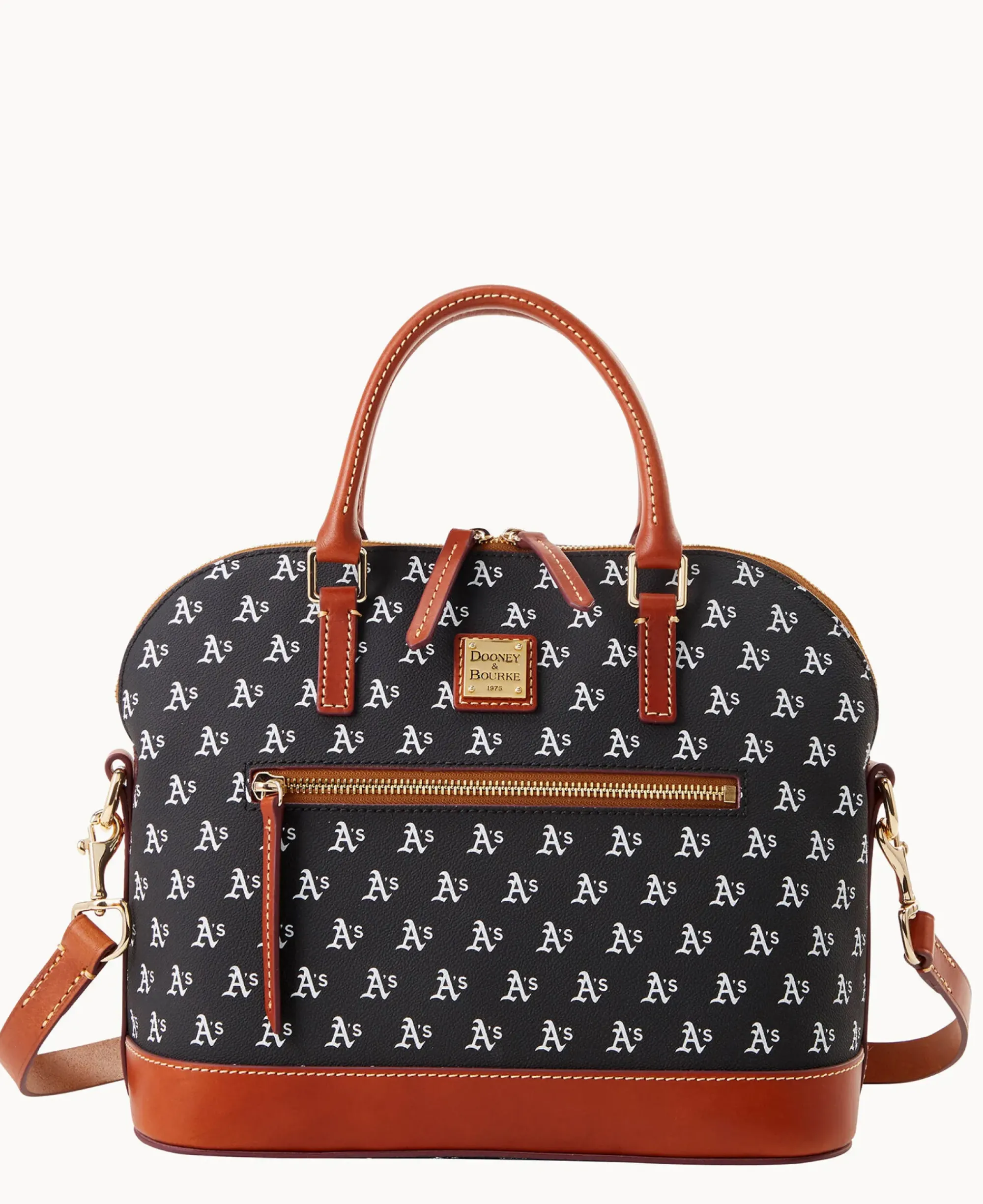 Dooney & Bourke Game Day Ready|Printed Fabric<MLB Domed Zip Satchel ATHLETICS