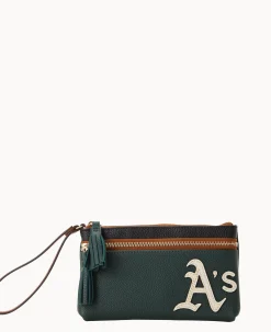 Dooney & Bourke Grab and Go|Wristlets<MLB Double Zip Wristlet Athletics