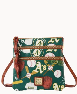 Dooney & Bourke Game Day Ready|Printed Fabric<MLB N S Triple Zip Crossbody Athletics