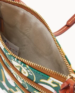 Dooney & Bourke Game Day Ready|Printed Fabric<MLB N S Triple Zip Crossbody Athletics