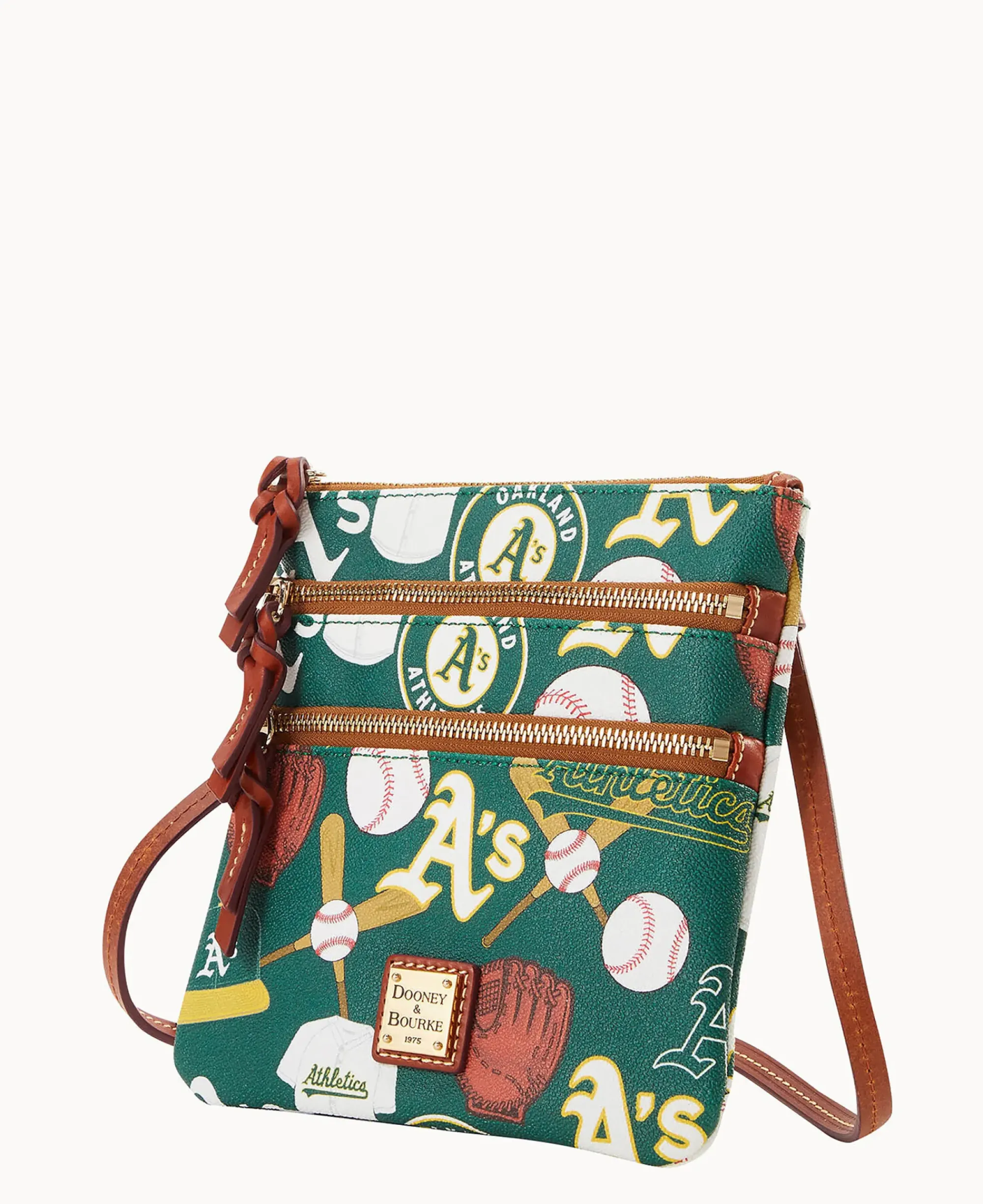 Dooney & Bourke Game Day Ready|Printed Fabric<MLB N S Triple Zip Crossbody Athletics