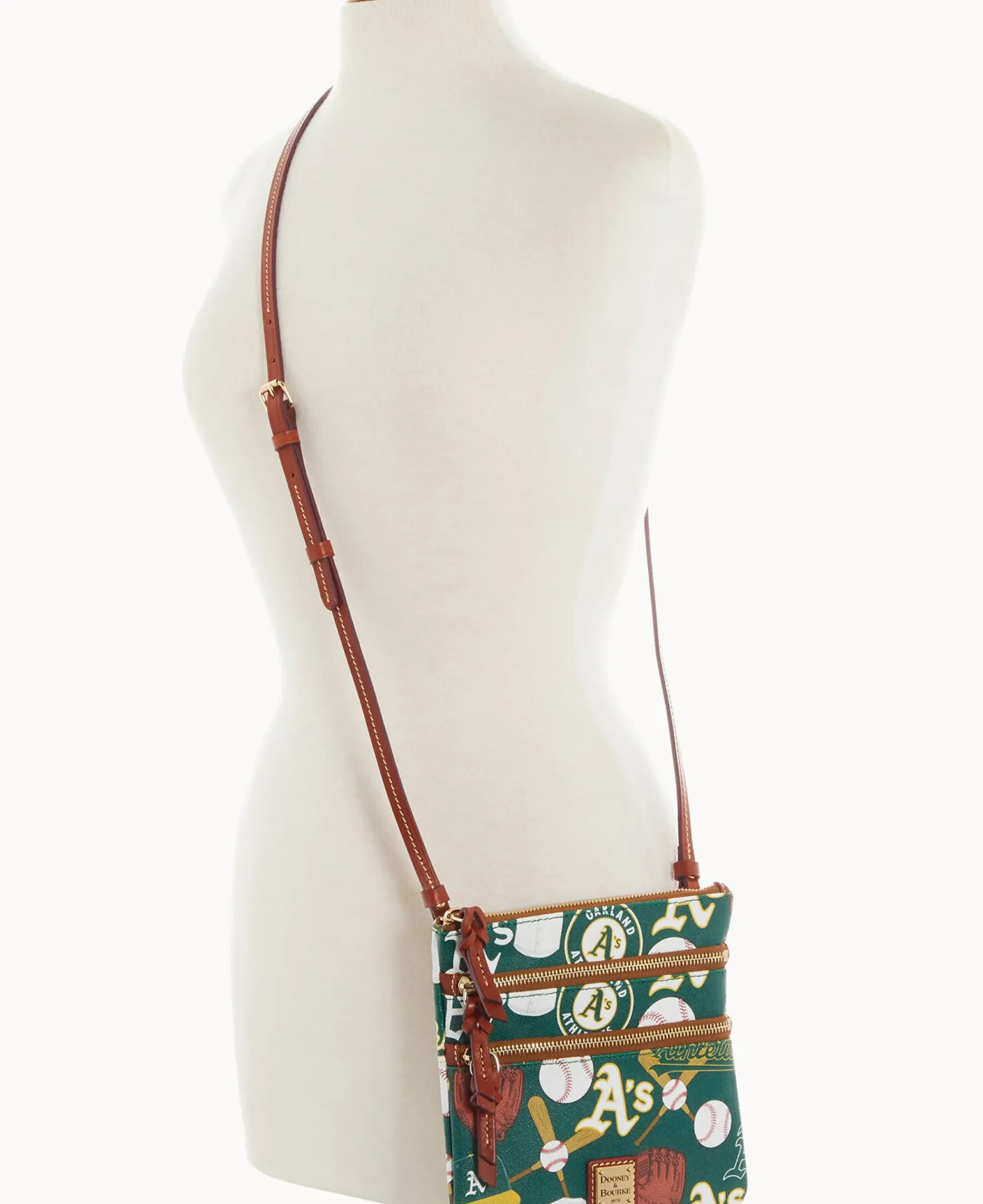 Dooney & Bourke Game Day Ready|Printed Fabric<MLB N S Triple Zip Crossbody Athletics