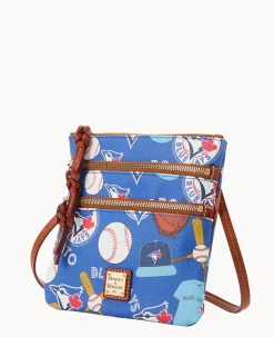 Dooney & Bourke Game Day Ready|Printed Fabric<MLB N S Triple Zip Crossbody Blue Jays