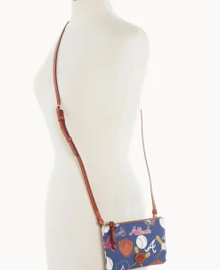 Dooney & Bourke Game Day Ready|Printed Fabric<MLB Top Zip Crossbody Braves