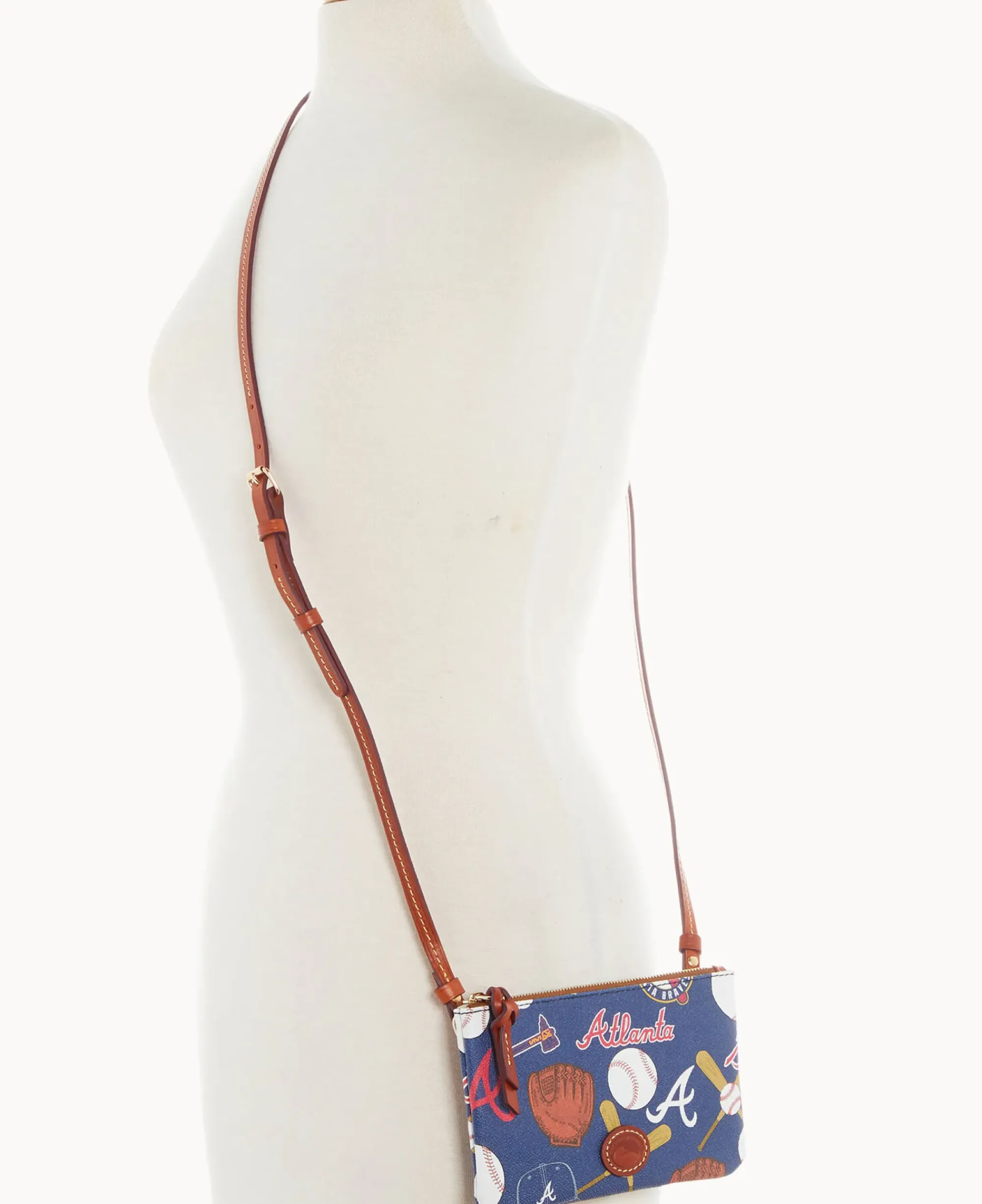 Dooney & Bourke Game Day Ready|Printed Fabric<MLB Top Zip Crossbody Braves