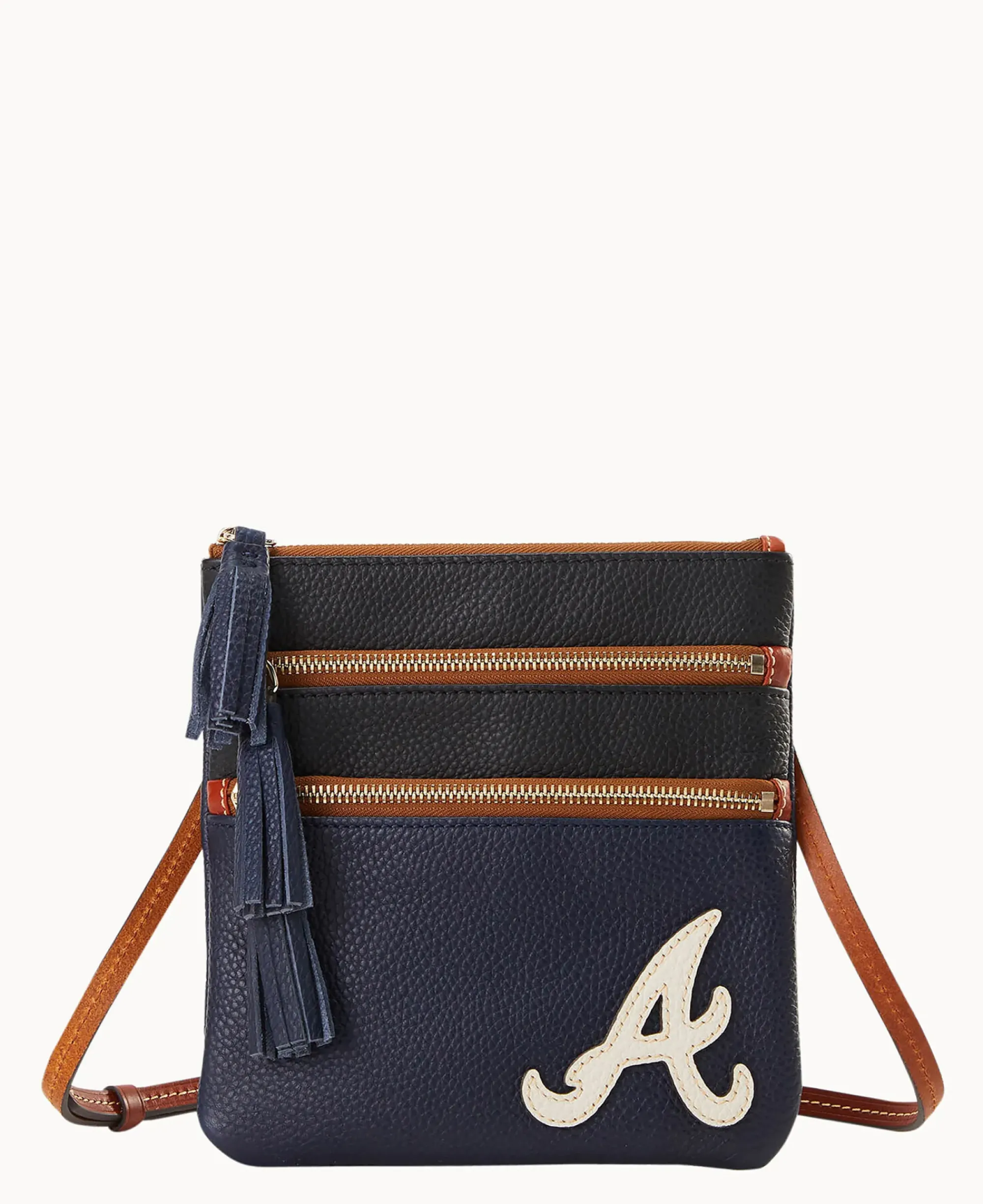 Dooney & Bourke Game Day Ready|Printed Fabric<MLB Triple Zip Crossbody Braves