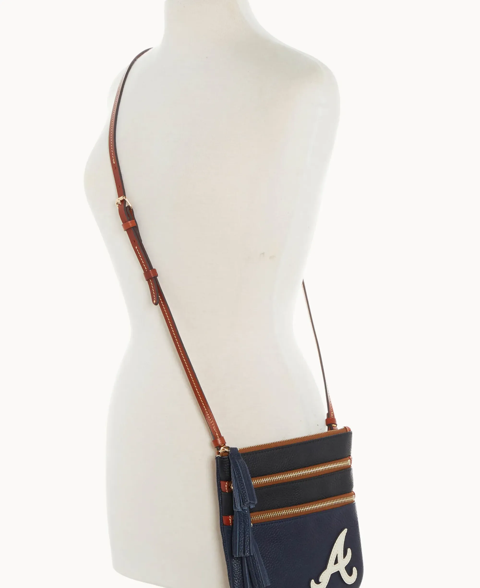 Dooney & Bourke Game Day Ready|Printed Fabric<MLB Triple Zip Crossbody Braves