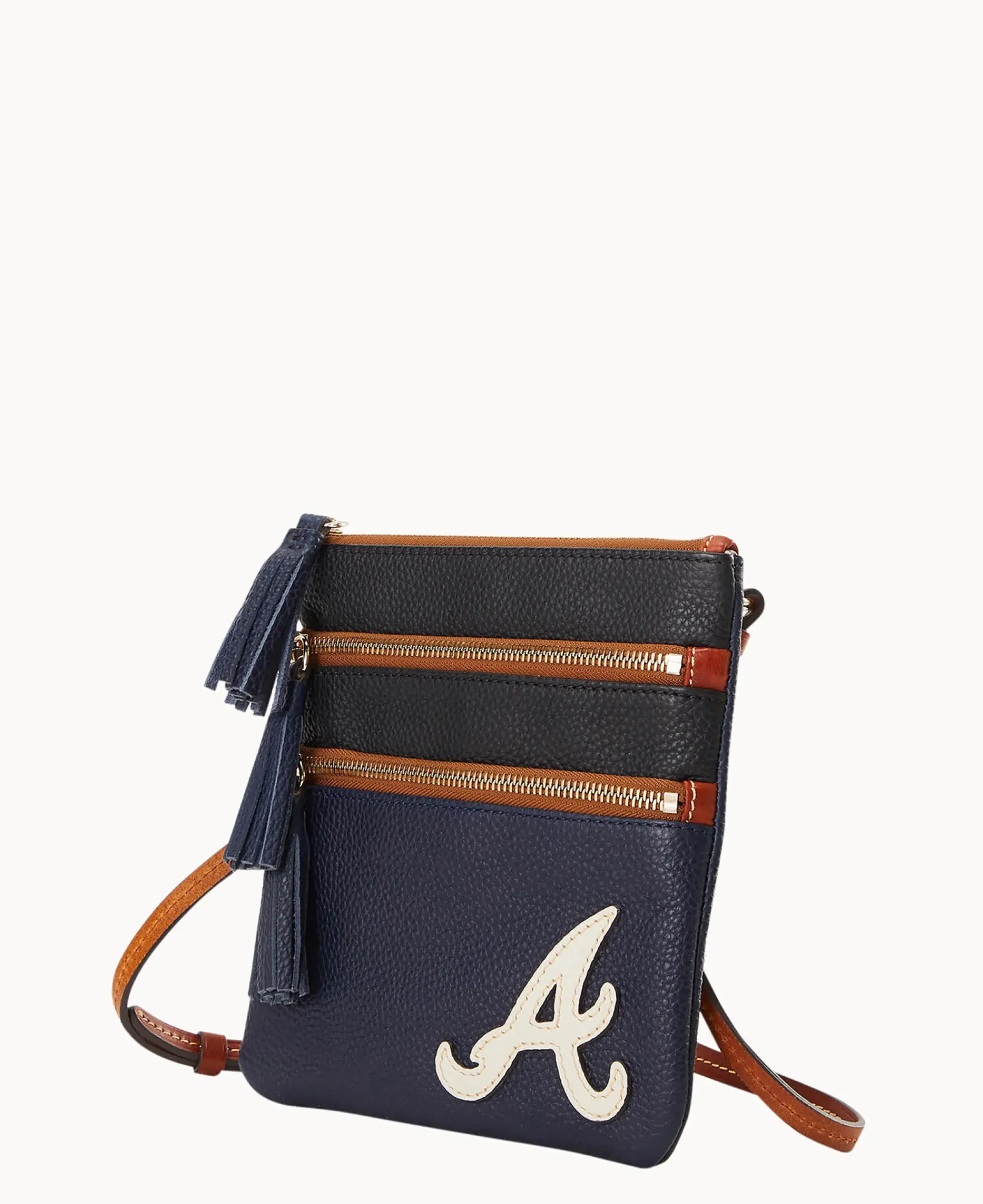 Dooney & Bourke Game Day Ready|Printed Fabric<MLB Triple Zip Crossbody Braves