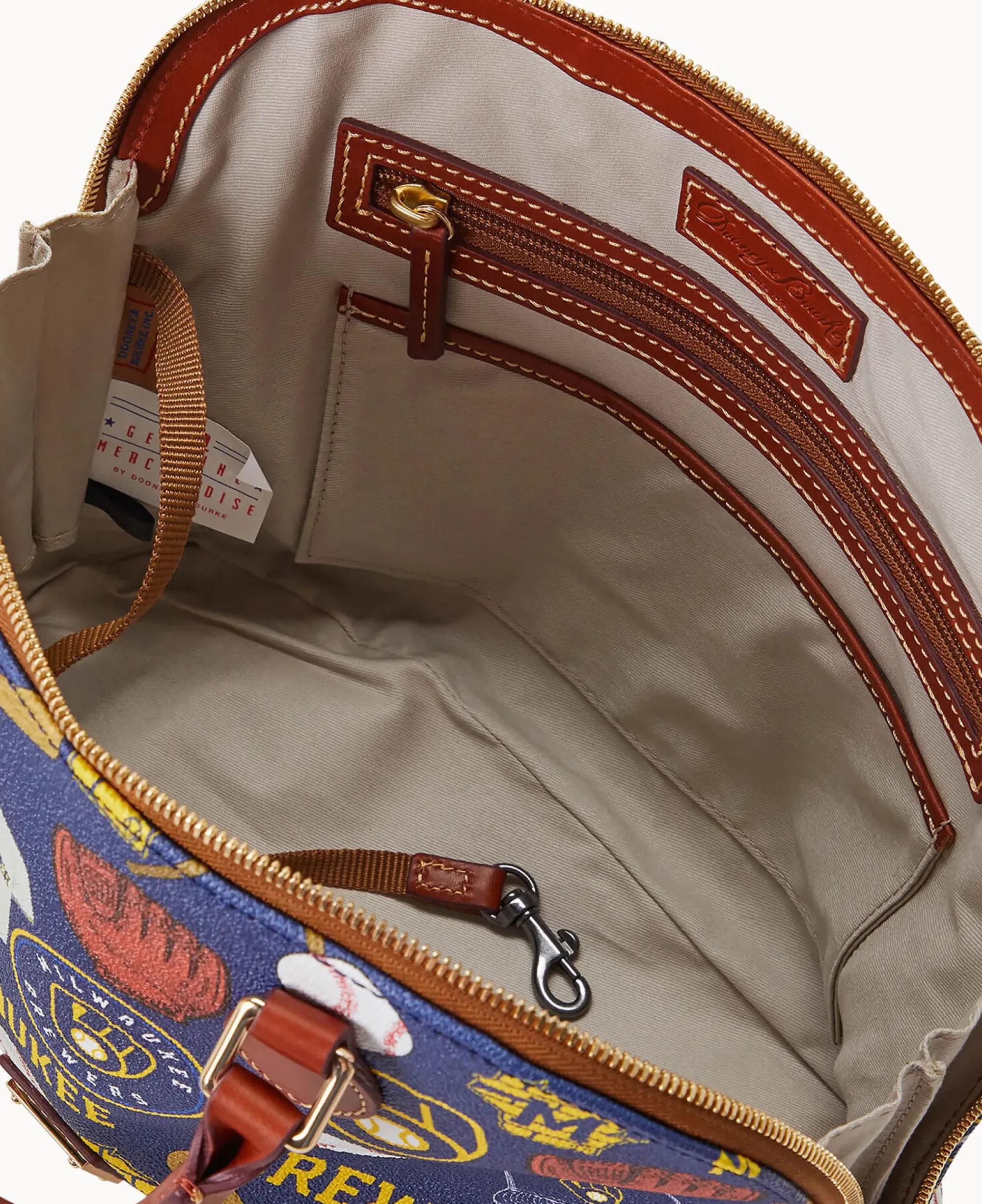 Dooney & Bourke Game Day Ready|Printed Fabric<MLB Zip Zip Satchel Brewers