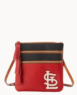 Dooney & Bourke Game Day Ready|Printed Fabric<MLB Triple Zip Crossbody Cardinals