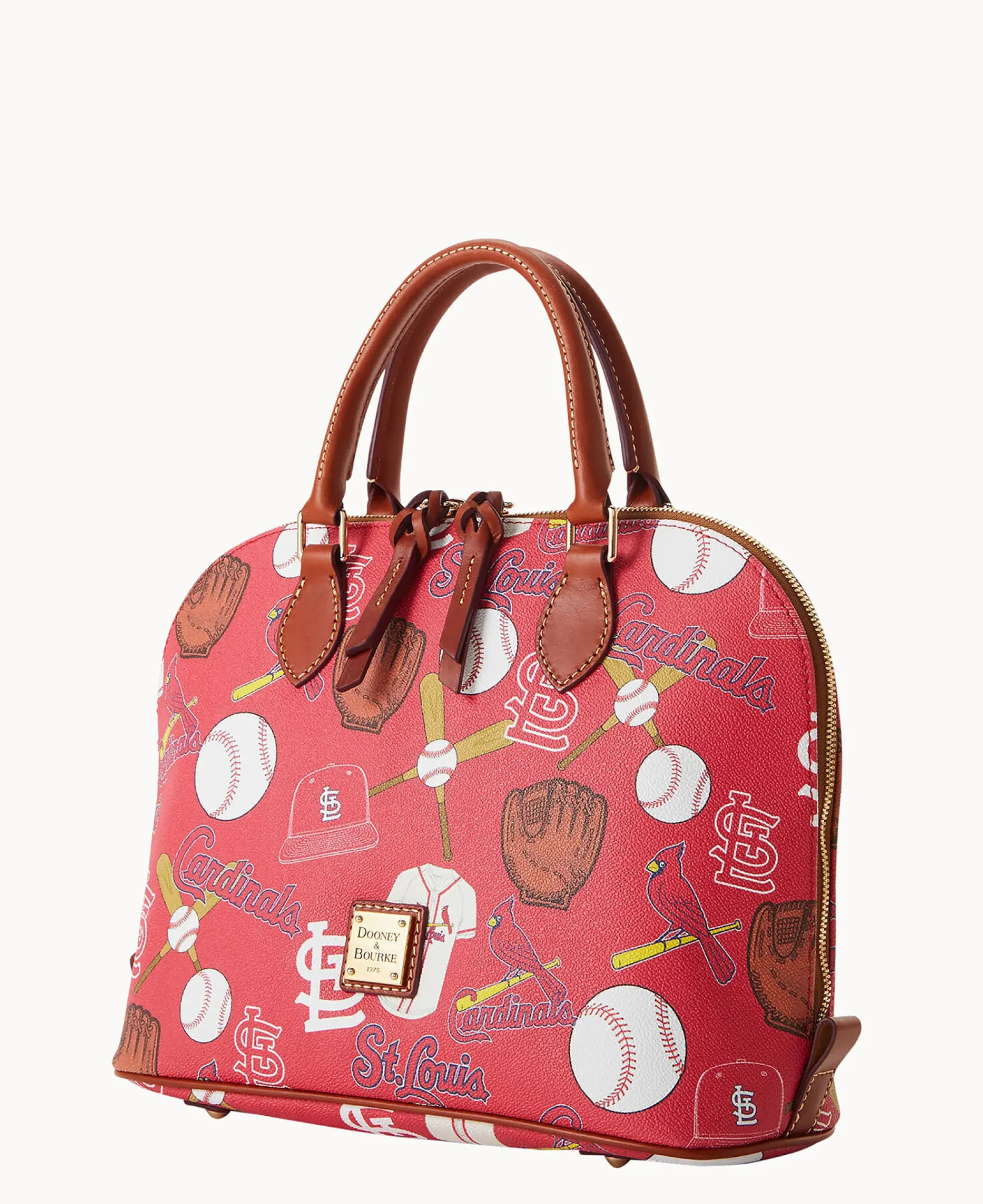 Dooney & Bourke Game Day Ready|Printed Fabric<MLB Zip Zip Satchel Cardinals