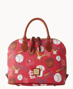 Dooney & Bourke Game Day Ready|Printed Fabric<MLB Zip Zip Satchel Cardinals