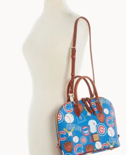 Dooney & Bourke Game Day Ready|Printed Fabric<MLB Zip Zip Satchel Cubs