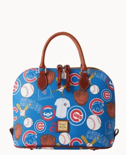 Dooney & Bourke Game Day Ready|Printed Fabric<MLB Zip Zip Satchel Cubs