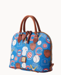 Dooney & Bourke Game Day Ready|Printed Fabric<MLB Zip Zip Satchel Cubs