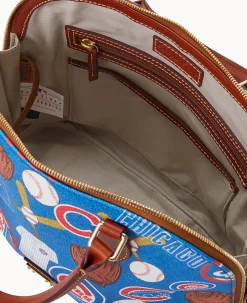 Dooney & Bourke Game Day Ready|Printed Fabric<MLB Zip Zip Satchel Cubs
