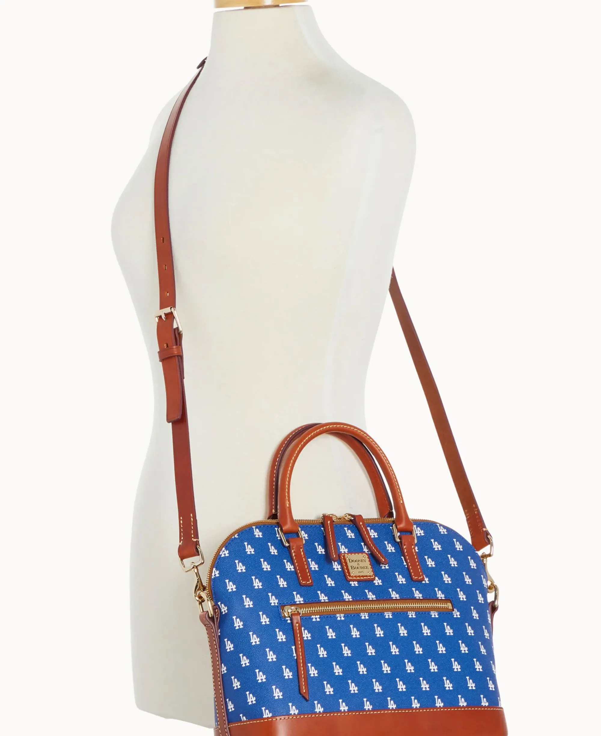 Dooney & Bourke Game Day Ready|Printed Fabric<MLB Domed Zip Satchel DODGERS