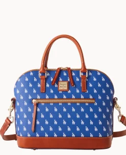 Dooney & Bourke Game Day Ready|Printed Fabric<MLB Domed Zip Satchel DODGERS