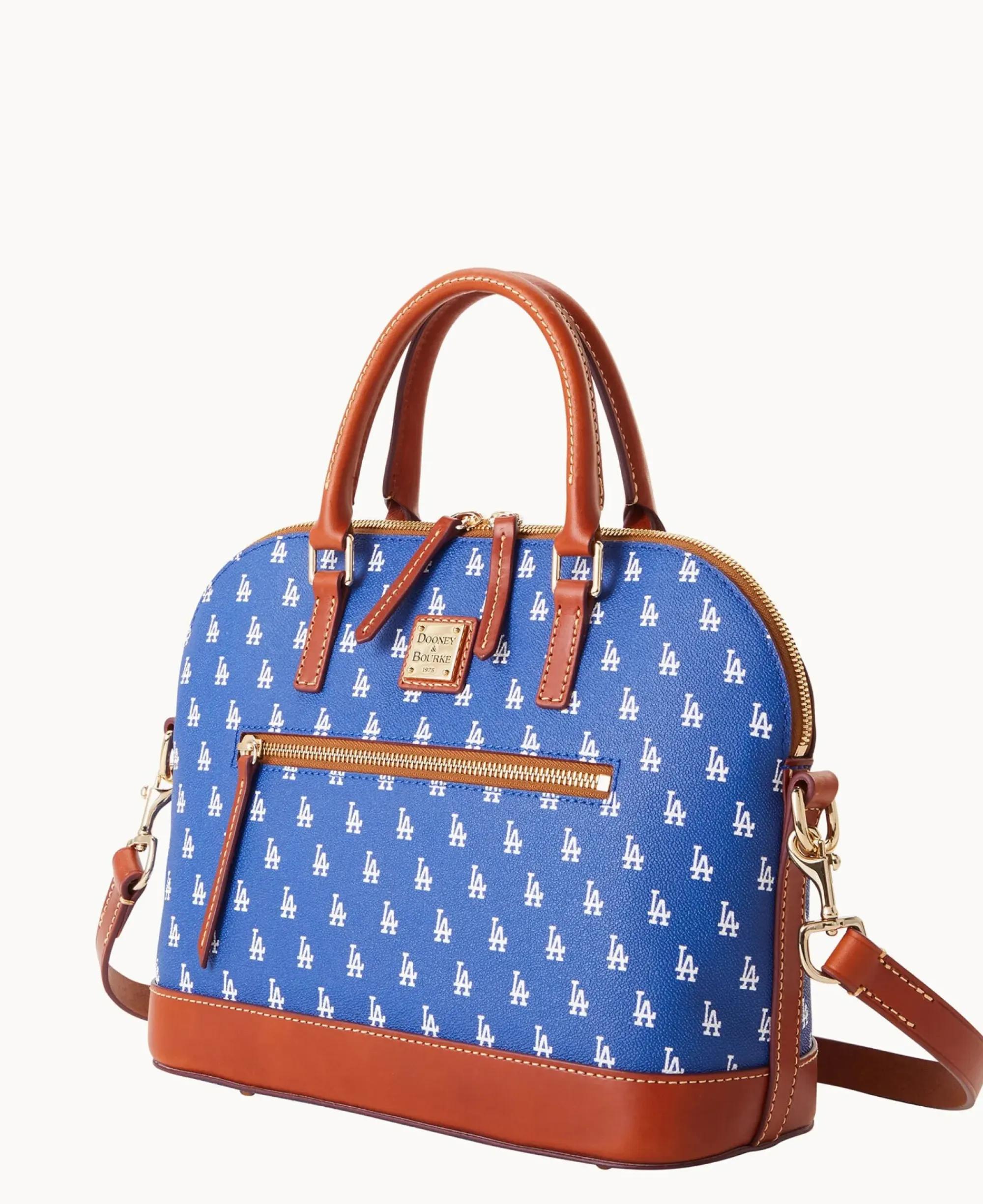 Dooney & Bourke Game Day Ready|Printed Fabric<MLB Domed Zip Satchel DODGERS