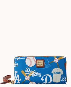 Dooney & Bourke Grab and Go|Wristlets<MLB Large Zip Around Wristlet Dodgers