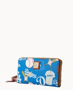 Dooney & Bourke Grab and Go|Wristlets<MLB Large Zip Around Wristlet Dodgers