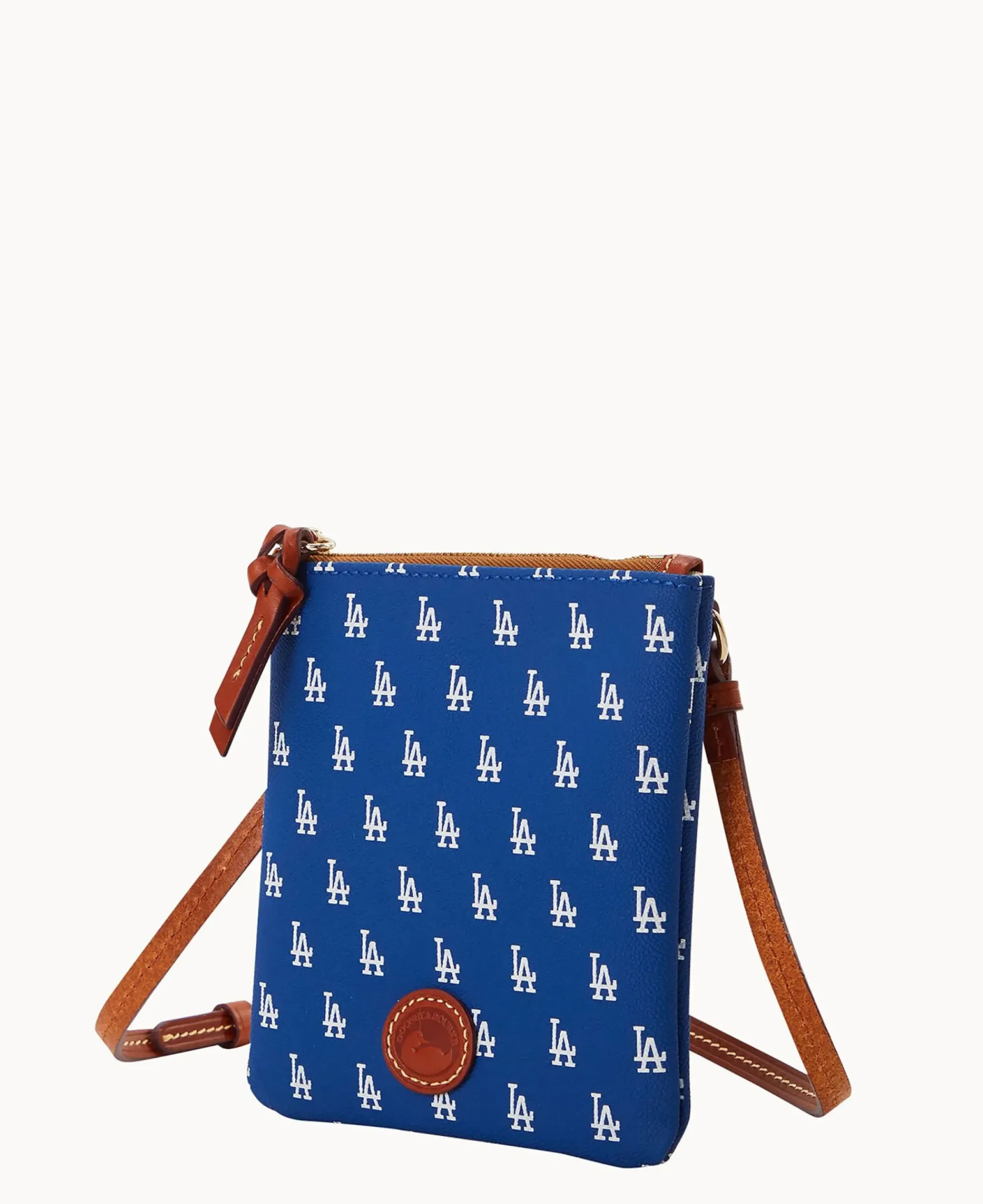 Dooney & Bourke Game Day Ready|Printed Fabric<MLB Small North South Top Zip Crossbody Dodgers