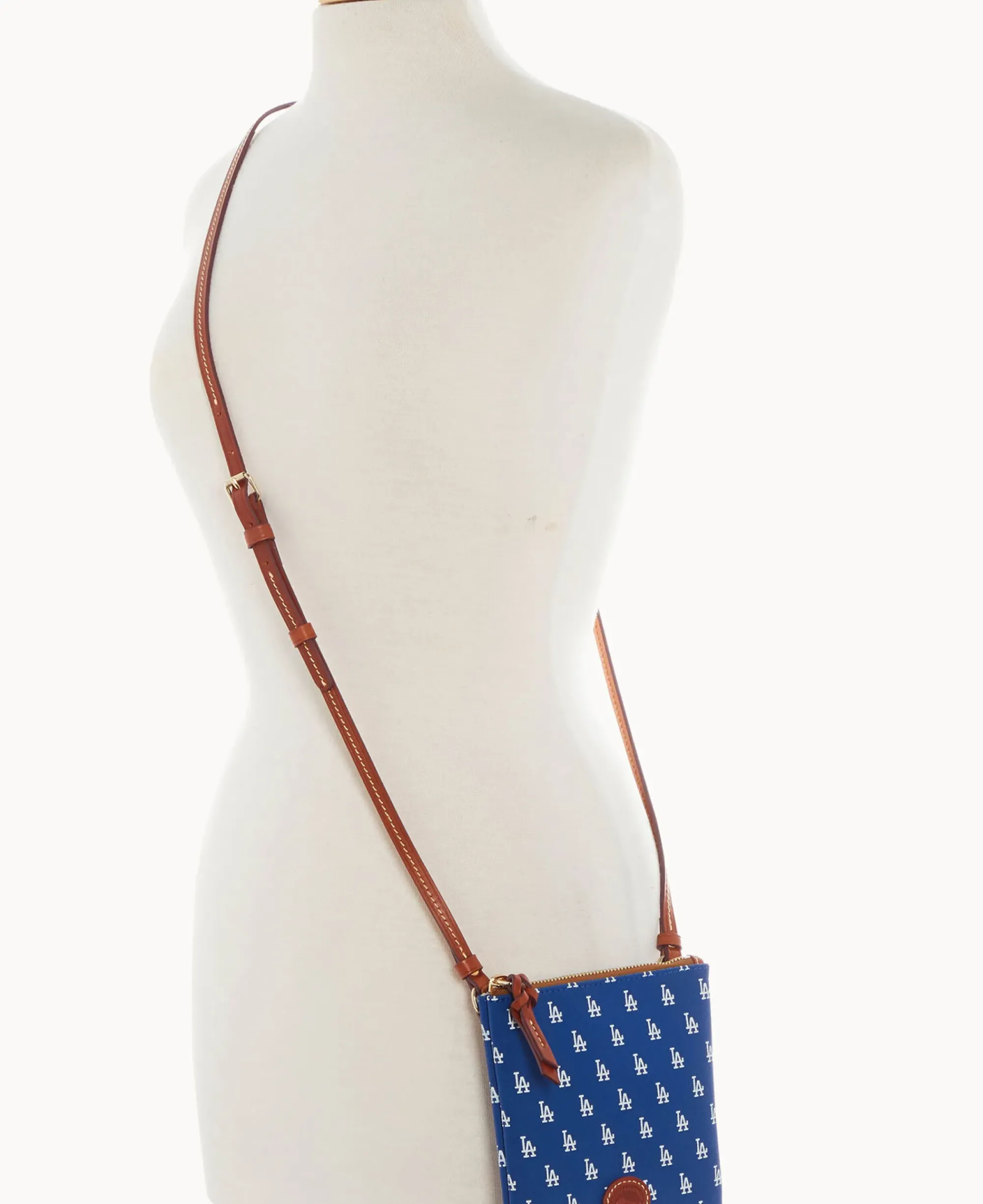 Dooney & Bourke Game Day Ready|Printed Fabric<MLB Small North South Top Zip Crossbody Dodgers
