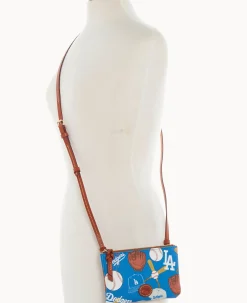 Dooney & Bourke Game Day Ready|Printed Fabric<MLB Top Zip Crossbody Dodgers