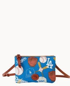 Dooney & Bourke Game Day Ready|Printed Fabric<MLB Top Zip Crossbody Dodgers