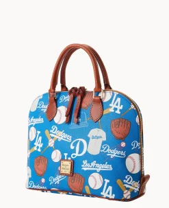 Dooney & Bourke Game Day Ready|Printed Fabric<MLB Zip Zip Satchel Dodgers
