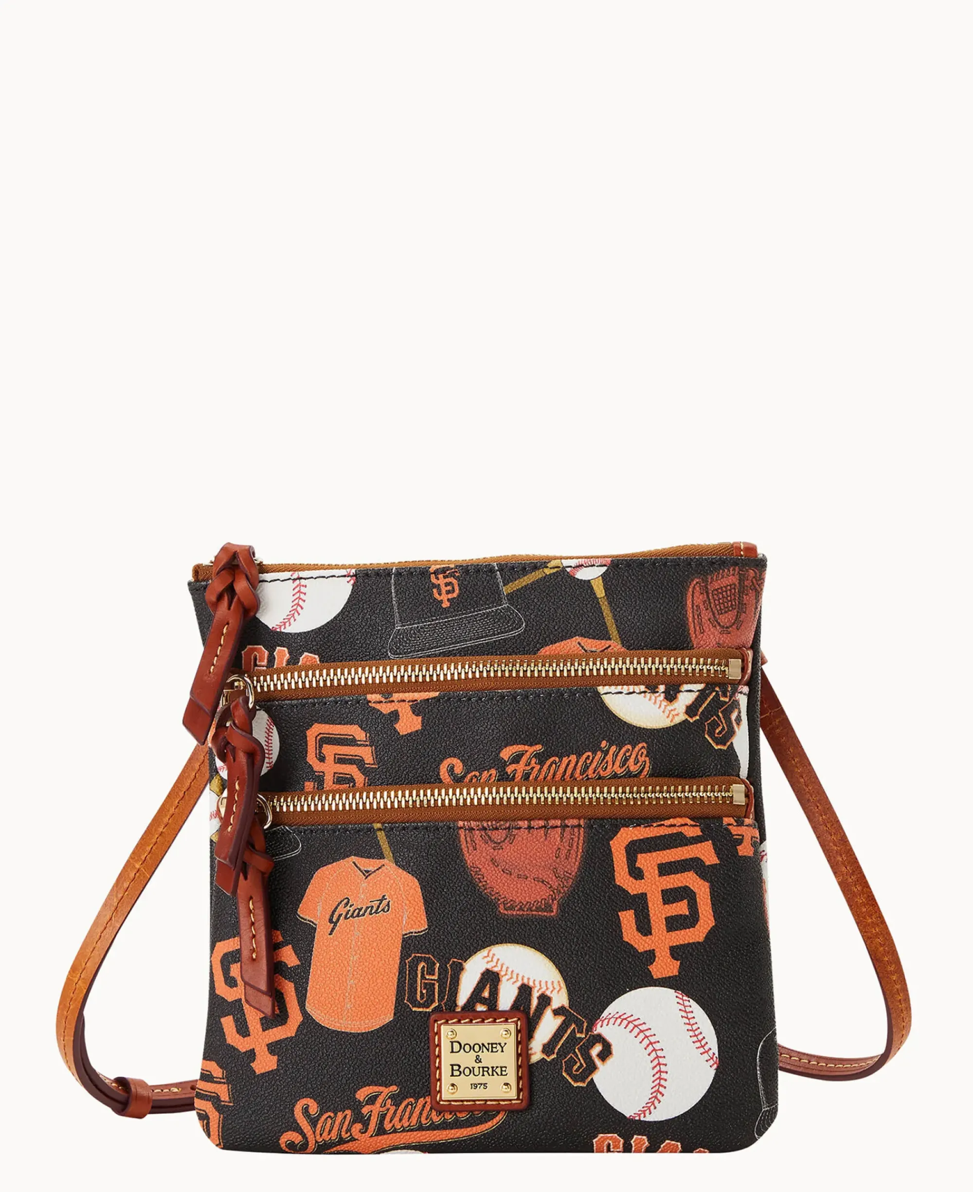 Dooney & Bourke Game Day Ready|Printed Fabric<MLB N S Triple Zip Crossbody Giants