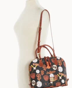 Dooney & Bourke Game Day Ready|Printed Fabric<MLB Zip Zip Satchel Giants
