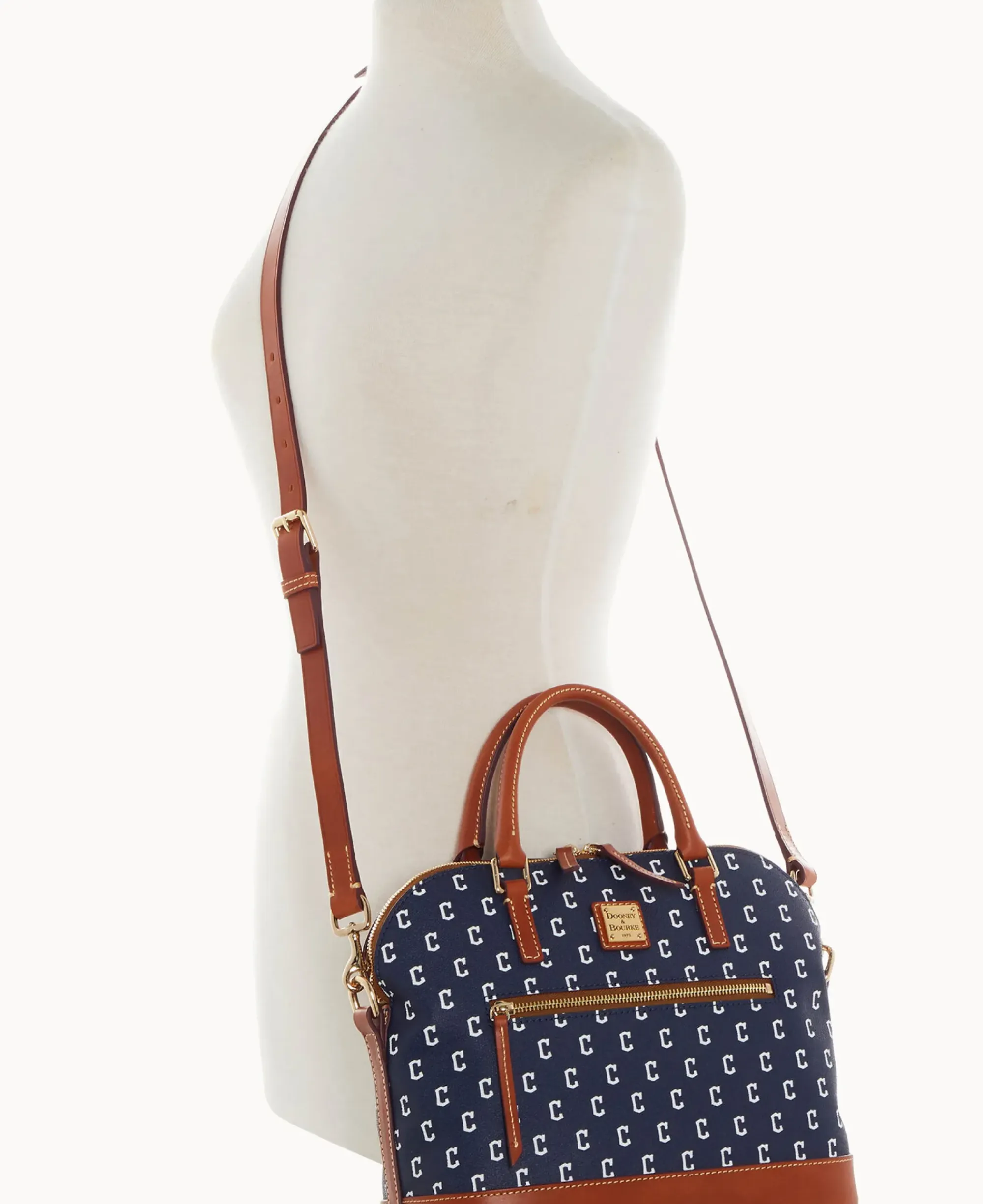 Dooney & Bourke Game Day Ready|Printed Fabric<MLB Domed Zip Satchel Guardians