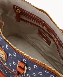 Dooney & Bourke Game Day Ready|Printed Fabric<MLB Domed Zip Satchel Guardians