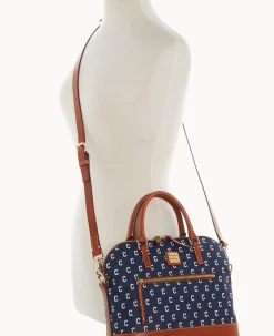 Dooney & Bourke Game Day Ready|Printed Fabric<MLB Domed Zip Satchel Guardians