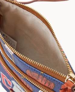 Dooney & Bourke Game Day Ready|Printed Fabric<MLB N S Triple Zip Crossbody Guardians