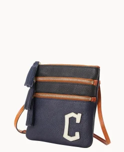 Dooney & Bourke Game Day Ready|Pebbled Leather<MLB Triple Zip Crossbody Guardians
