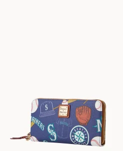 Dooney & Bourke Grab and Go|Wristlets<MLB Large Zip Around Wristlet Mariners