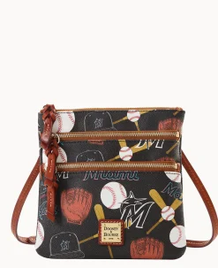 Dooney & Bourke Game Day Ready|Printed Fabric<MLB N S Triple Zip Crossbody Marlins
