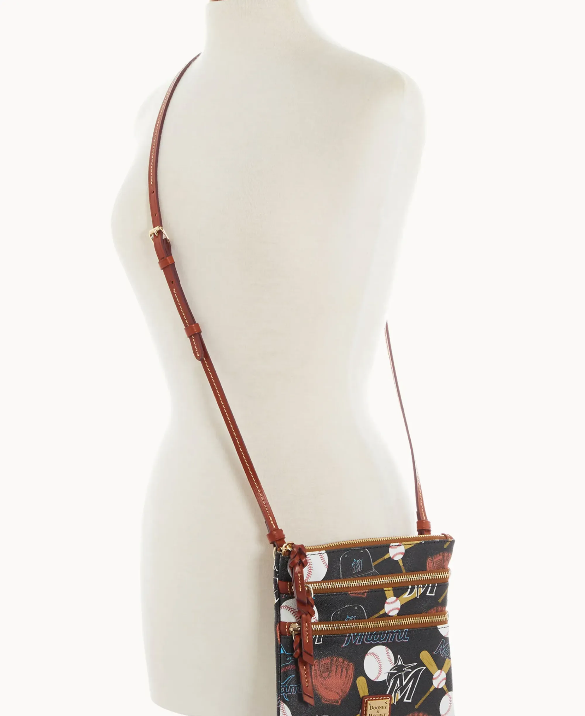 Dooney & Bourke Game Day Ready|Printed Fabric<MLB N S Triple Zip Crossbody Marlins