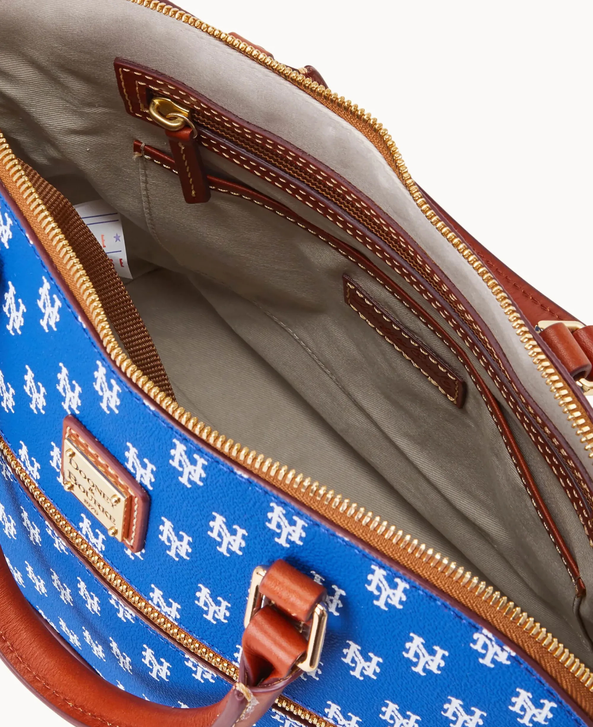 Dooney & Bourke Game Day Ready|Printed Fabric<MLB Domed Zip Satchel METS